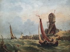 19th century Dutch school  Oil on board Fishing boats in choppy seas, unsigned, 24cm x 31cm