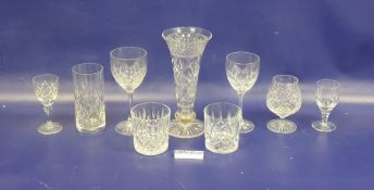 Set of nine Edinburgh cut glass  wines, a set of 15 Edinburgh cut glass wines of smaller size,