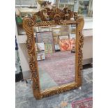 20th century mirror with rectangular plate, in carved moulded frame