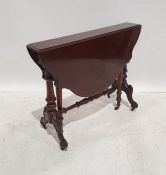 Victorian mahogany sutherland table on turned supports and ogee legs to castors, 72cm x 90cm x 101cm