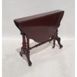 Victorian mahogany sutherland table on turned supports and ogee legs to castors, 72cm x 90cm x 101cm