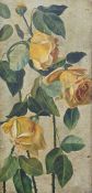 19th century school Oil on canvas Still life study of yellow roses, unsigned, 39cm x 19.5cm