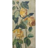 19th century school Oil on canvas Still life study of yellow roses, unsigned, 39cm x 19.5cm