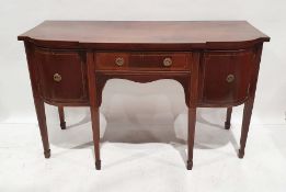 19th century mahogany breakfront sideboard, having chequered inlay border to the top, single