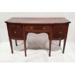 19th century mahogany breakfront sideboard, having chequered inlay border to the top, single