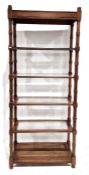 19th century mahogany and glass etagere having five shelves and turned uprights, 183cm high x 76cm