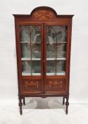 19th century mahogany display cabinet, the domed top with decorative inlay above the astragal glazed