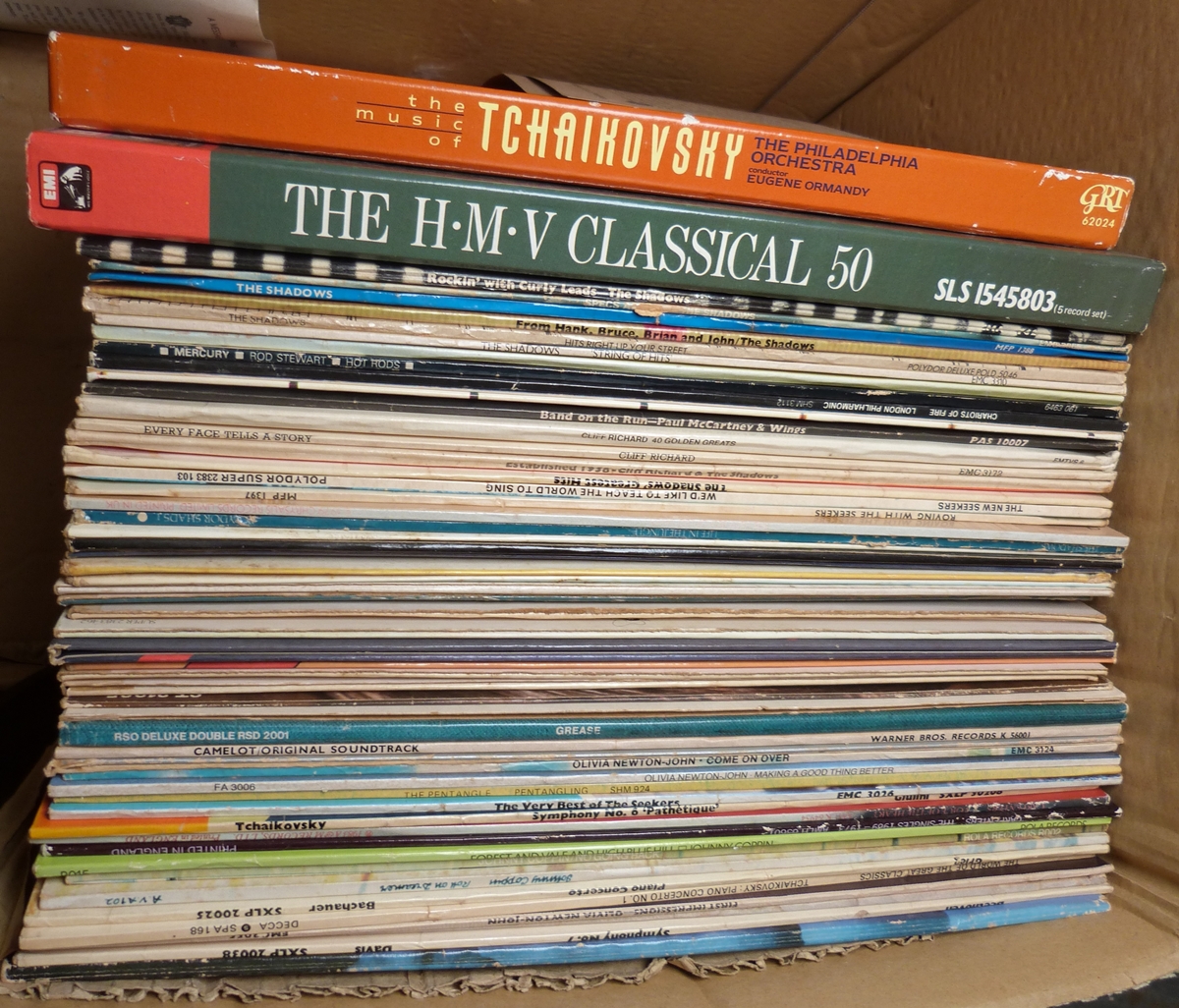 Collection of LPs to include Olivia Newton-John, Tchaikovsky, The Carpenters, The Beach Boys,