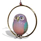 Sergio Bustamante limited edition lacquered owl model perched on brass ring