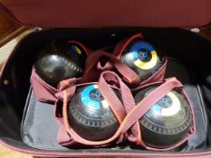 Set of four sterling slimline size 00HM hallmark lawn bowls (4)