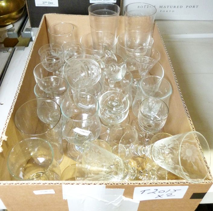 Assorted glassware to include engraved sherry, glass pudding bowls, engraved glass fruit bowl, - Image 2 of 2