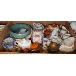 Mike Edwards studio pottery bowl, a Burleigh lustreware bowl, a Masons ironstone lidded storage
