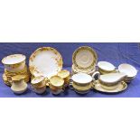 Wedgwood 'Louisana' twin-handled soup bowls, gravy boat, side plates, Aynsley dinner plates, side