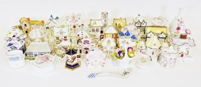 Collection of Coalport bone china models of houses and further assorted chinaware (2 boxes)