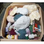 Box of assorted wool and thread (1 box)