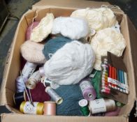 Box of assorted wool and thread (1 box)