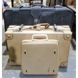 Two leather suitcases and an Empire-Corona Deluxe typewriter (3)