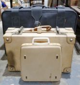 Two leather suitcases and an Empire-Corona Deluxe typewriter (3)