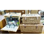 Wicker picnic basket with plates, knives, forks, spoons, condiment set, glasses, etc, a Fortnum &