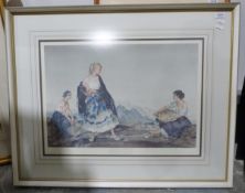 After William Russell Flint Colour print  "Basket of Peaches", two further William Russell Flint