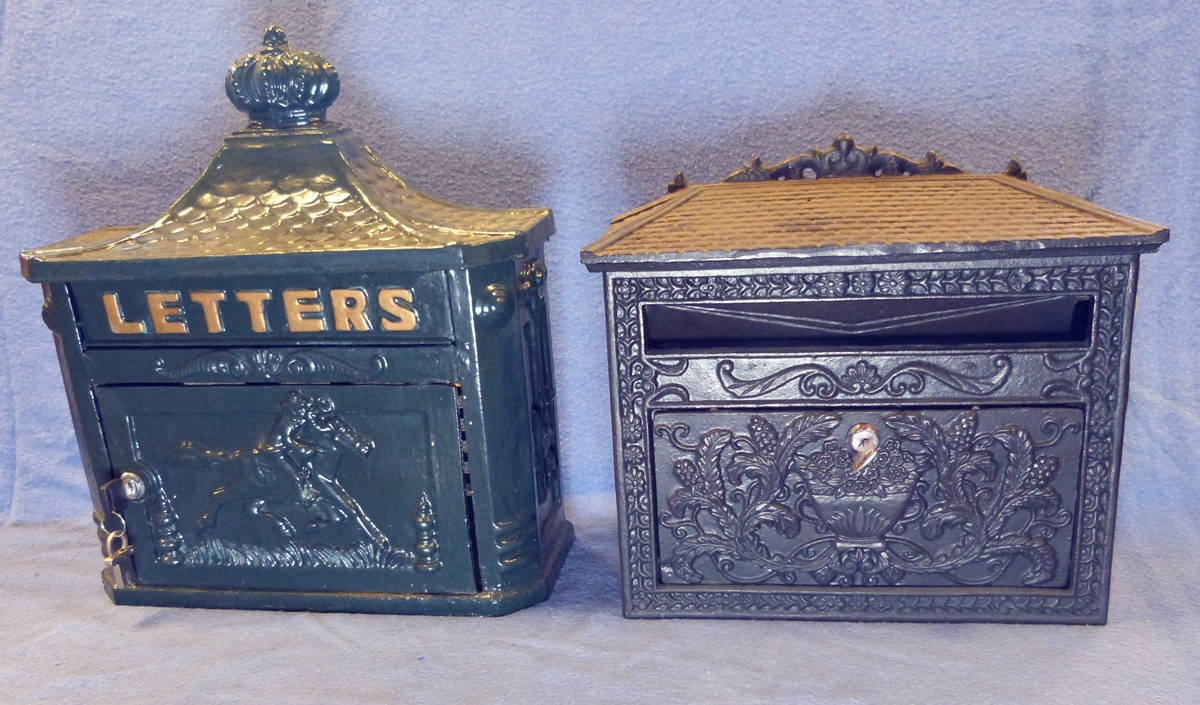 Two cast iron letterboxes (2)