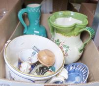 Jill Pryke studio pottery bowl, a Missy Annecy pottery jug and further chinawares (1 box)