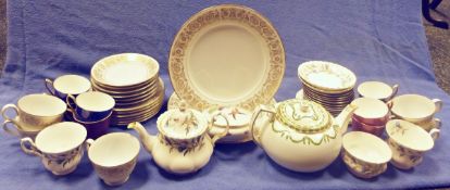 T Goode & Co teapot, a pair of Noritake 'Raphael' dinner plates, Noritake 'Raphael' cups and saucers