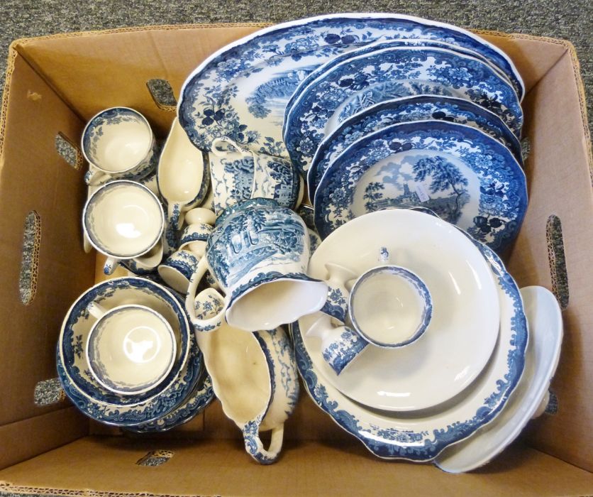 Wedgwood 'Louisana' twin-handled soup bowls, gravy boat, side plates, Aynsley dinner plates, side - Image 2 of 2