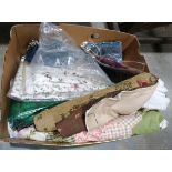 Box of assorted linen and fabric (1 box)