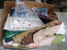 Box of assorted linen and fabric (1 box)