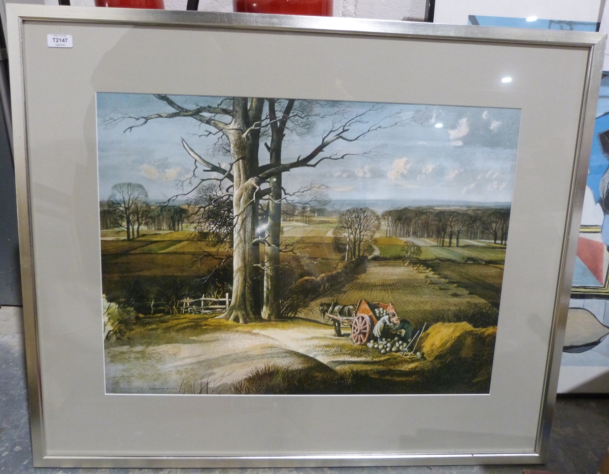After Roland Hilder Print   "A Corner of Britain", framed and glazed and one further print after