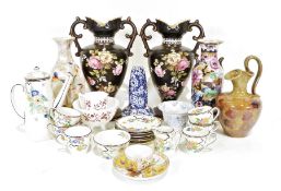 Assorted moulded glassware to include tazzas, dishes, vases, dessert bowls, fruit bowl with metal