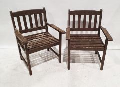 Pair of wooden garden chairs (2)