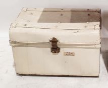 White painted metal dome top chest