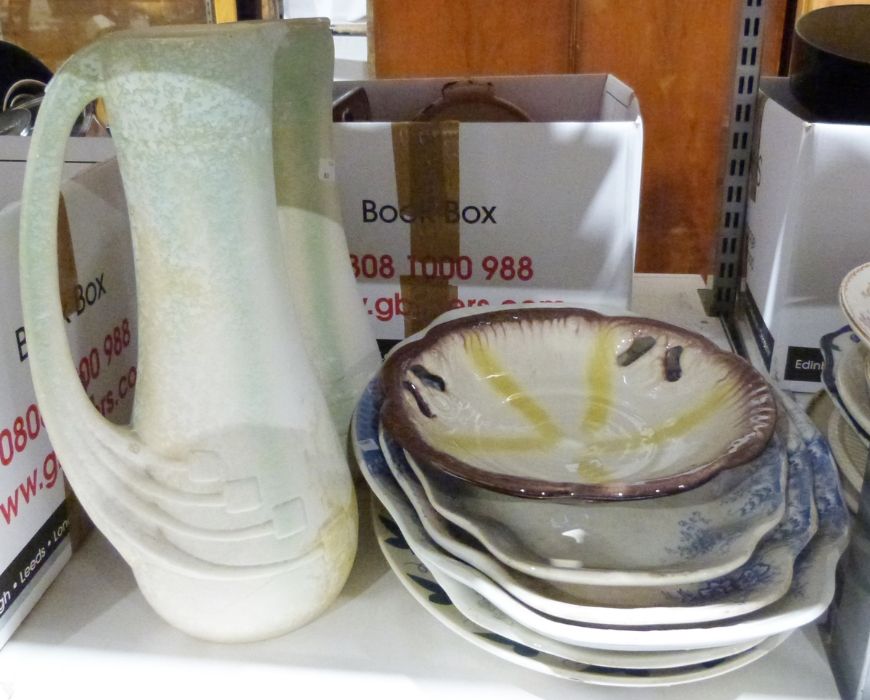 Large quantity of Victorian and later serving platters, a pair of handled vases and chamber pots and - Image 2 of 2