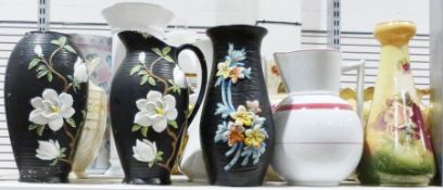 Assorted ceramics and various mid and earlier 20th century jugs, vases, two ewers, etc. (2 boxes and