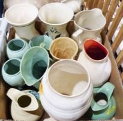Collection of Prinknash pottery to include vases, jugs, tankards, etc, various Brentleigh ware vases
