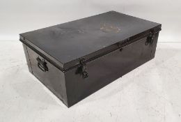 Black painted metal trunk and one smaller (2)