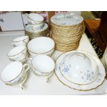 Cauldon china part tea service supplied by Mortlocks, Oxford Street, white ground with cornflower