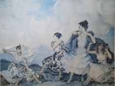 After William Russell Flint Colour print "The Shower", signed in pencil lower right together with