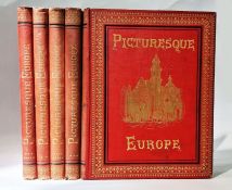 "Picturesque Europe", Cassell Petter & Galpin, 5 vols of 8 [1876-1881], red and gilt pictorial cloth