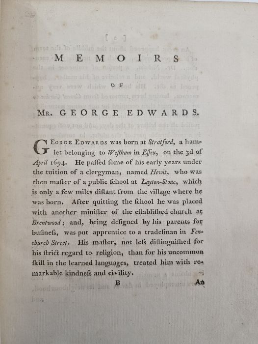 Edwards, George "Some Memoirs of the Life and Works of George Edwards" printed for J. Robson - Image 5 of 11