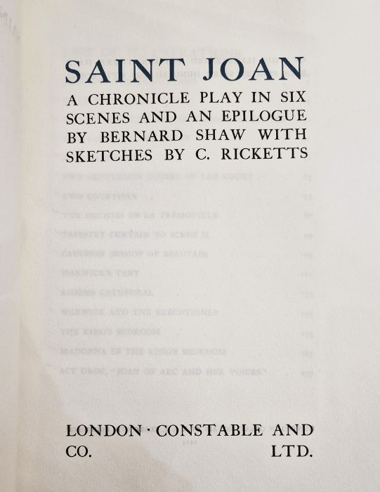 Shaw, Bernard and Ricketts, C (ills) "St Joan, a Chronicle Play in Six Scenes and an Epilogue", - Image 3 of 18