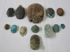 Quantity of large scarabs in faience and stone (believed to be tourist pieces, possibly between