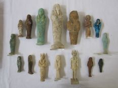 Collection of Egyptian stone faience and pottery shabtis (believed to be tourist pieces, possibly