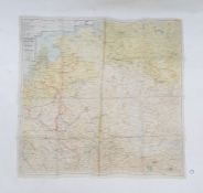 WWII Silk escape map, sheets C & D, France (South East), Germany (South West), Switzerland (Except