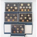 United Kingdom Proof Sets from the Royal Mint, with the following years in blue folders, 1987, 1988,