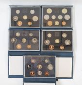 United Kingdom Proof Sets from the Royal Mint, with the following years in blue folders, 1987, 1988,