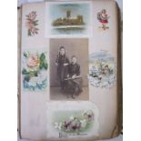 Victorian scrap album containing Victorian scraps, greeting cards to include Christmas and New Year,
