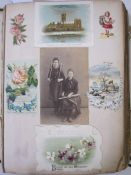 Victorian scrap album containing Victorian scraps, greeting cards to include Christmas and New Year,